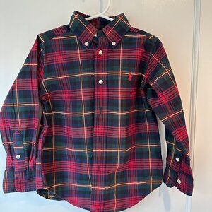Polo Ralph Lauren red plaid cotton button down 4/4T.